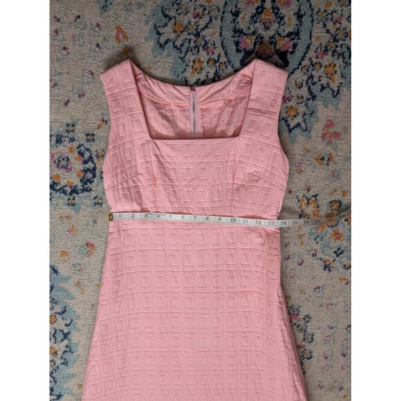Vintage 60's Handmade Pink Textured Sleeveless Square Neck Maxi Dress - Picture 7 of 8